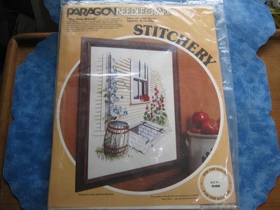 NEW PARAGON NEEDLECRAFT CREWEL STITCHERY The Rain Barrel 0908 16'' x 20''