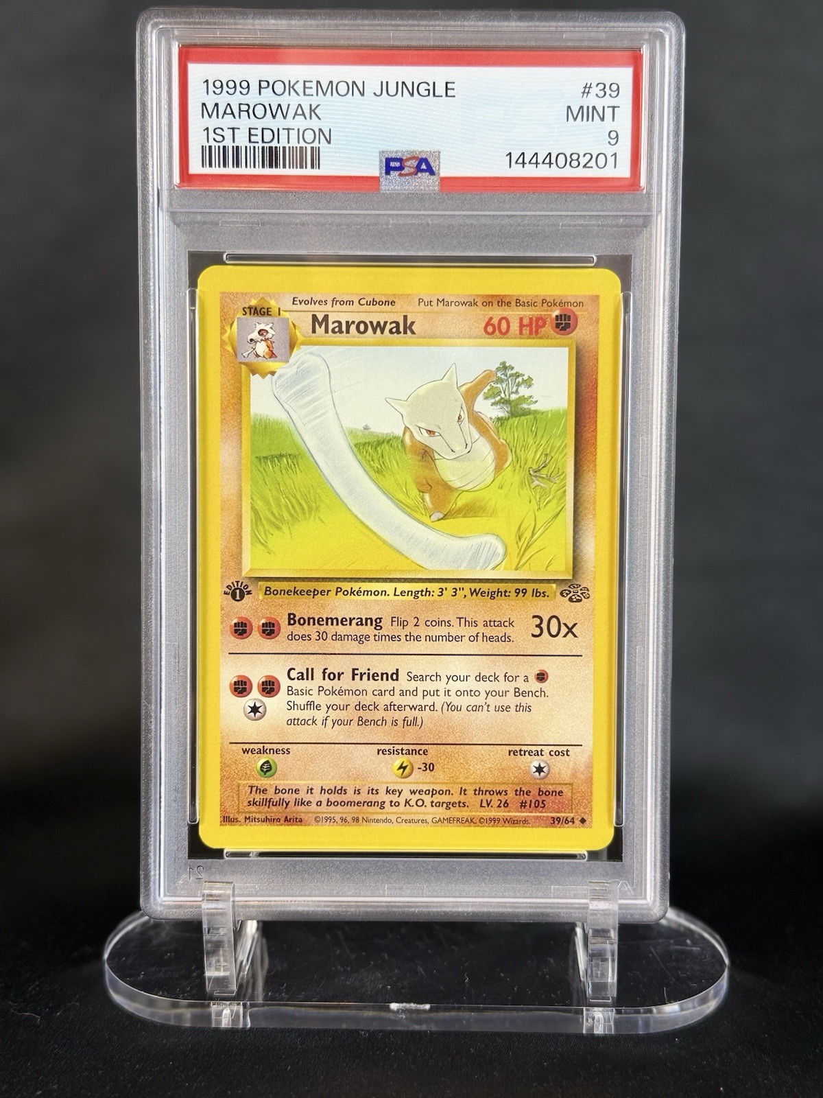 Pokemon 1st Edition Jungle Marowak 39/64 PSA 9 MINT FRESH GRADE