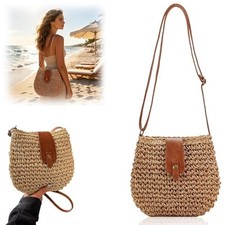 Summer Women Straw Bag Woven Beach Bag Crossbody Shoulder Bag Handbags
