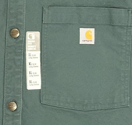 Carhartt sovracamicia donna in tela d'anatra, balsamo smerigliato, vestibilità ampia robusta, XL nuova - Foto 3 di 6