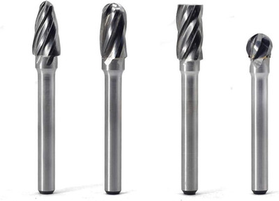Carbide Burr Set  1/4 Inch Shank Diameter Single Cut 4Pcs