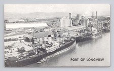 Vintage Port of Longview Washington Postcard Columbia River Aerial View Unused