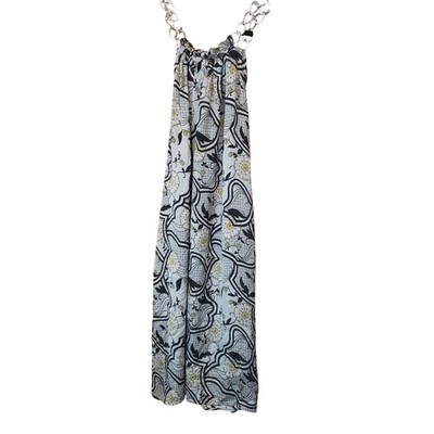 Kaelyn Max Womens Chain Halter Dress XL Gray Yellow Floral