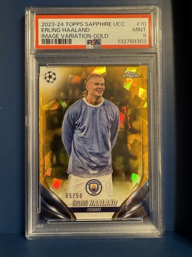 2023-24 Topps Sapphire UCC Erling Haaland Image Variation GOLD /50 PSA 9 SSP🇳🇴