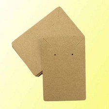 100Pcs Reusable Khaki Kraft Paper Necklace and Earring Display Cards for Decor