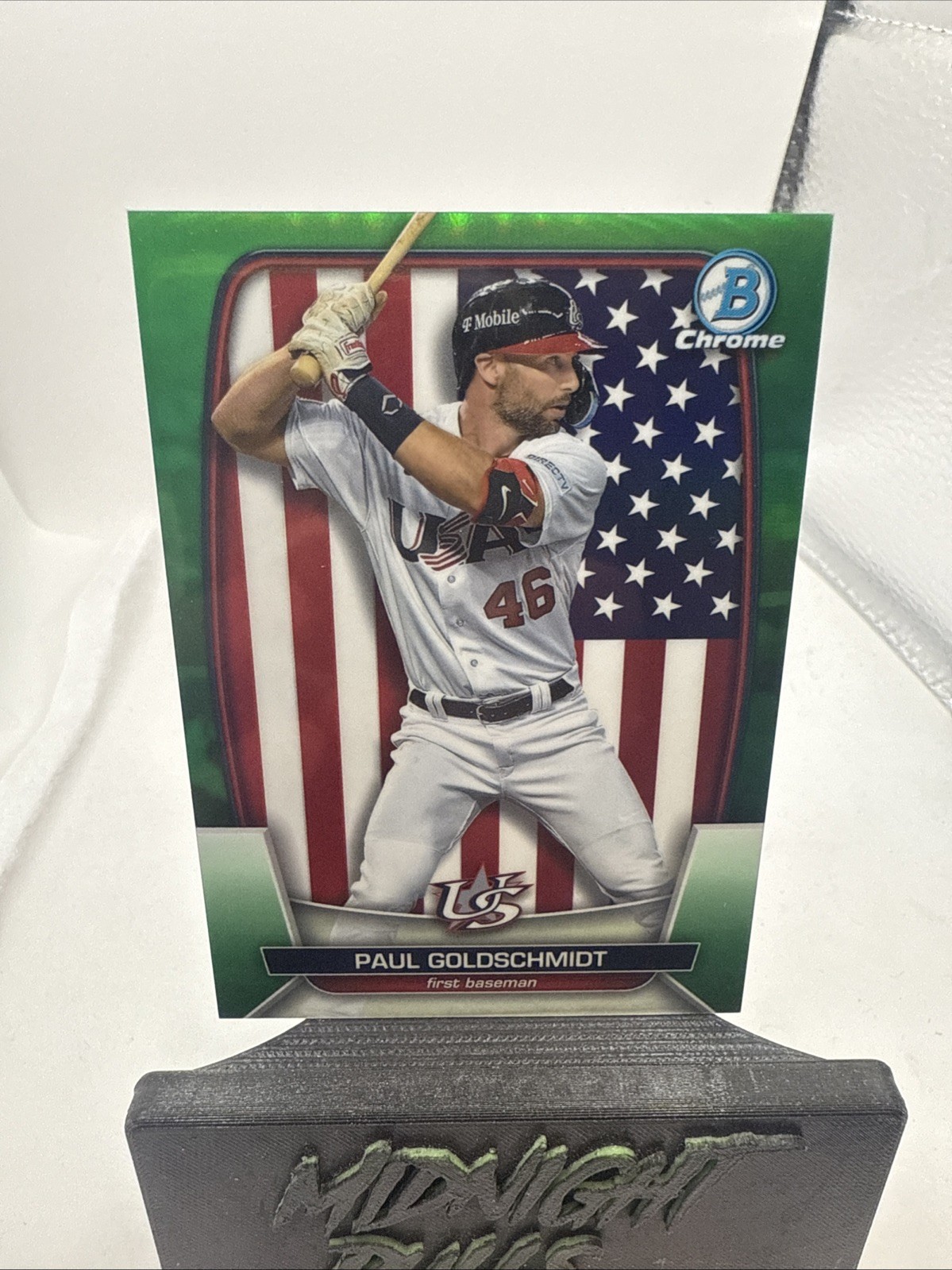 2023 Bowman Chrome Paul Goldschmidt USA Flag Green Refractor /99 WBC-83