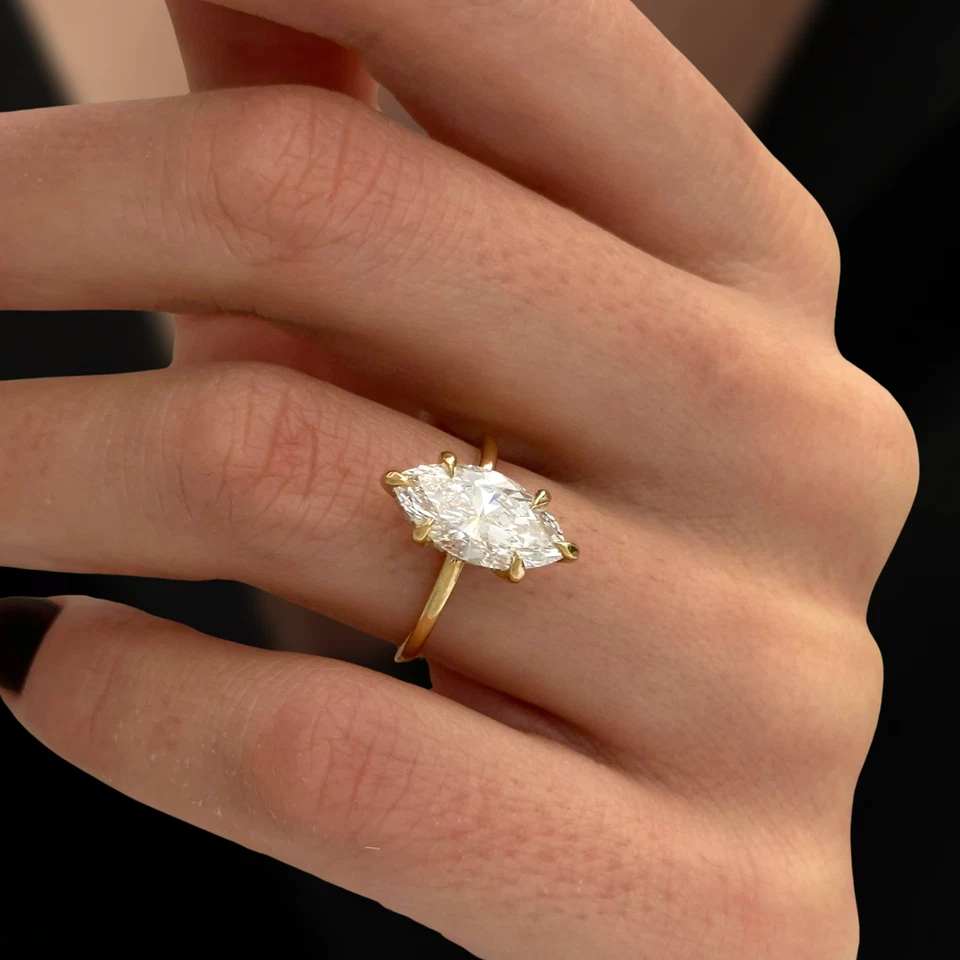 2.00 Ct Certified Marquise Cut White Lab-created Diamond Solitaire Ring 14K Gold - Image 2 of 4