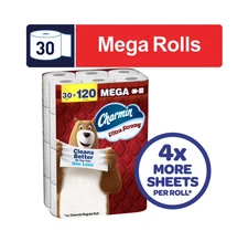 Charmin Ultra Strong Toilet Paper, 30 Mega Rolls – 220 Sheets/Roll