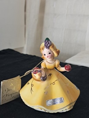 Josef Originals Vintage Porcelain November Birthday Girl Figurine Yellow Dress
