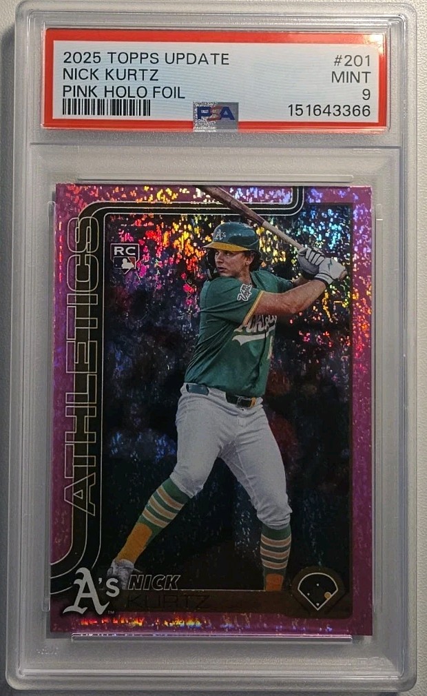 2025 Topps Update #US201 Nick Kurtz Rookie Pink Holo Foil True PSA 9 MINT