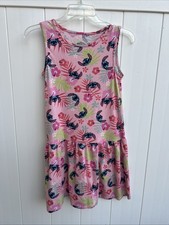 LILO Stitch Sleeveless Girls Dress Size L 10-12 All Over Print Pink