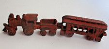 Antique Cast Iron Locomotive Steam Train w passenger car Toy Vintage toys