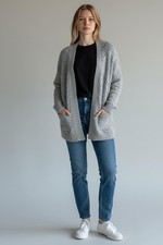 Ladies Cardigan Jumper Cable Open Chest Long Sleeve Tops 0531