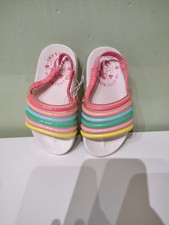 NWT Disney The Little Mermaid Rainbow Toddler Girl Sandals Size 7/8 Striped
