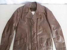 VTG London Fog Brown Leather Jacket 42R Barn Coat Removable Liner USA Made Retro