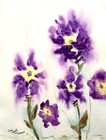 Maria Art PURPLE FLOWERS 9x12 Watercolor Original Abstract Expression Wall Decor — photo 2