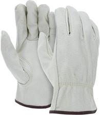 Heavy Duty Cowhide Leather Work Gloves - 12 Pairs for Driving  Farming
