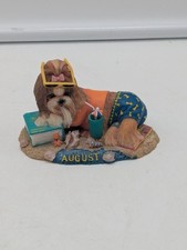 Danbury Mint Shih Tzu Dog Figurine August Perpetual Calendar Dog Days of Summer