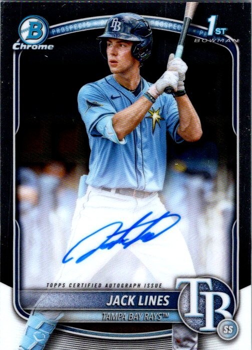 2025 Bowman 1st Chrome #CPA-JLI Jack Lines RC Auto Signed TB Rays Card