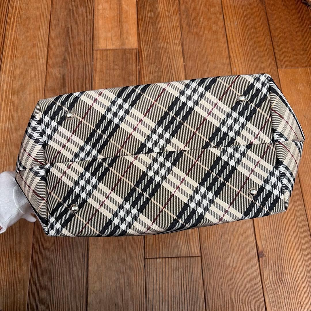 Burberry Blue Label Tote Bag Nova Check Beige Canvas Leather Handbag Bag New thumbnail 9