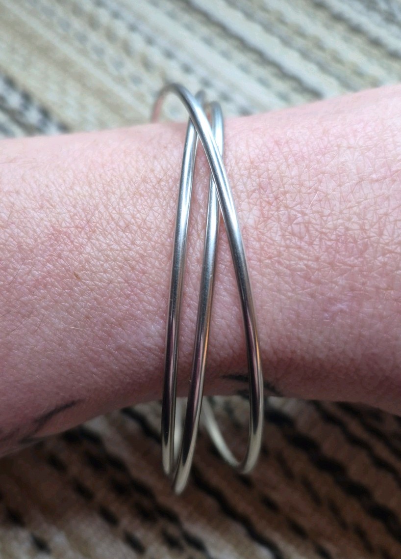 Sterling Silver Interlocking Triple Signed Bangle… - image 1