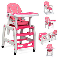 5 in 1 Baby High Chair, Convertible Toddler Table Chair Set, Rocking Chair, Mult