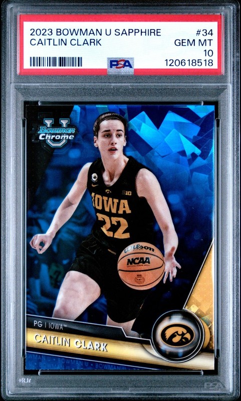 2023-24 Bowman U Chrome SAPPHIRE CAITLIN CLARK  #34 PSA 10 GEM MINT!
