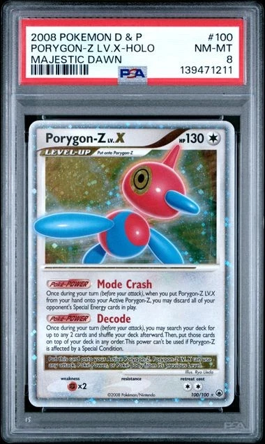 2008 POKEMON DIAMOND & PEARL MAJESTIC DAWN #100 PORYGON-Z LV.X-HOLO PSA 8