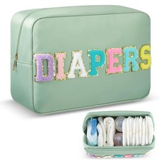 Portable Small Diaper Caddy Bag Chenille Letter Diaper Holder Wipes Travel Or...