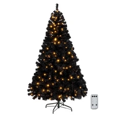 VINGLI 6ft Black Pre-lit Christmas Pine Tree, 250 Warm White Lights, Holiday ...