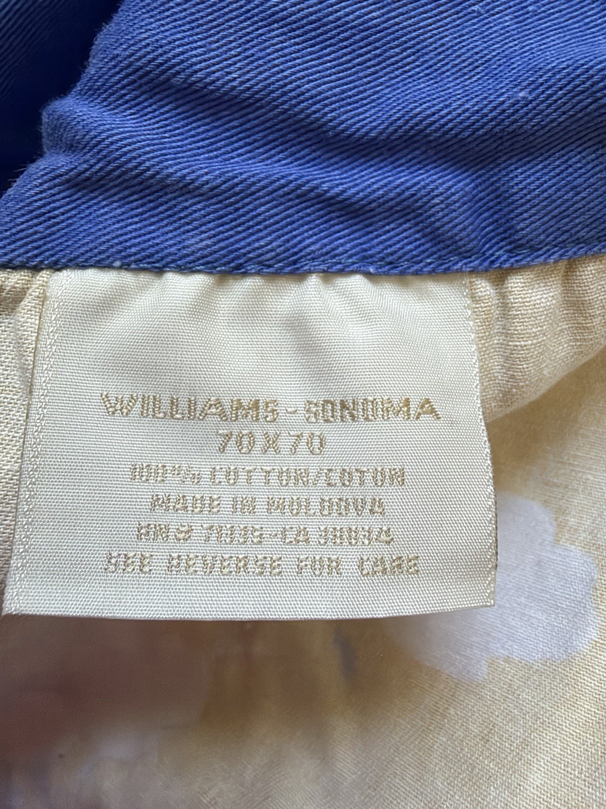 Williams-Sonoma 70x70 Square Floral Tablecloth Yellow Blue White | eBay