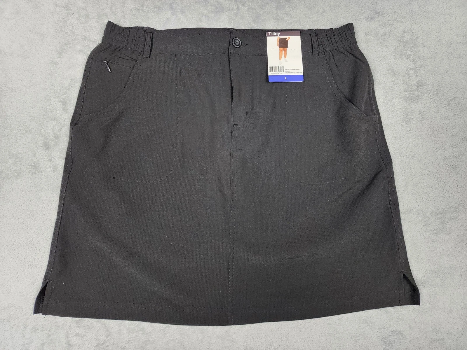 Tilley Skort Womens Large Black Trek Built-In Shorts UPF 50 Water Resistant