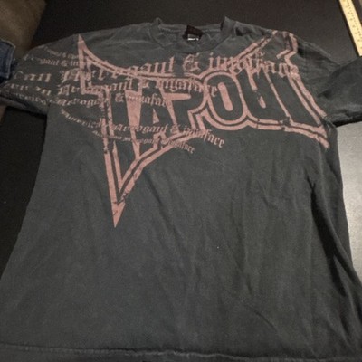 Vintage Tapout Mens L Black Cotton Crew Neck Short Sleeve Graphic T-Shirt Y2K