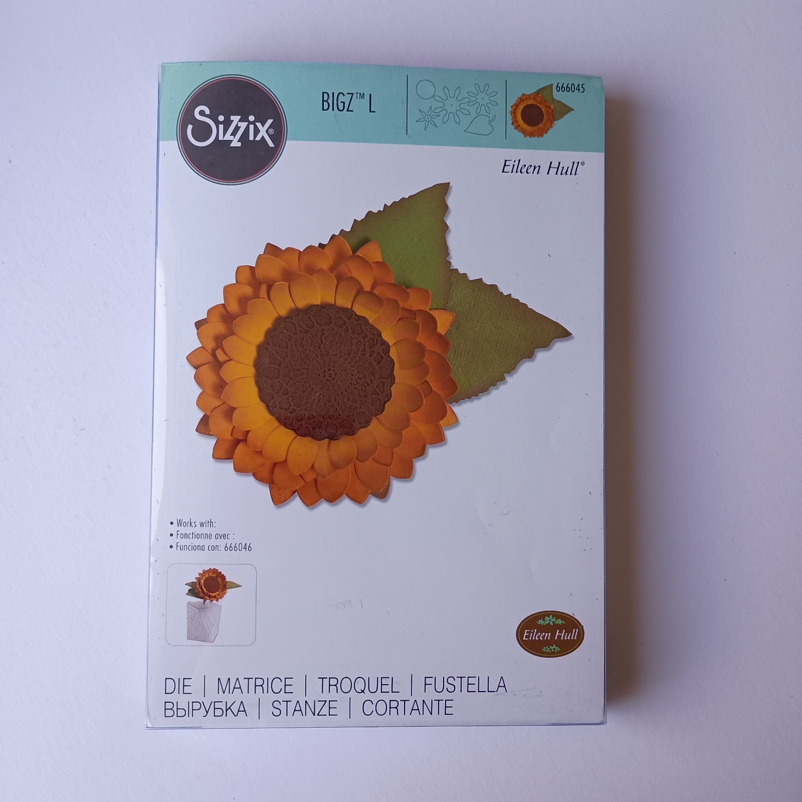 Sizzix Bigz L Die Sunflower 666045 Flower & Leaves Cuts Felt Fabric Card Rare
