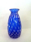 Vinciprova MURANO Vintage  COBALT BLUE BUD VASE w/ SILVER FLECKS  ITALY