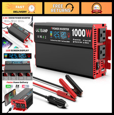 1000W Power Inverter 12V DC to AC with LCD, 2 AC Outlets, USB  Type-C Ports