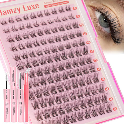 Natural Lash Clusters Kit Short Wispy Eyelash Clusters 8-14MM Clear Band Cluster
