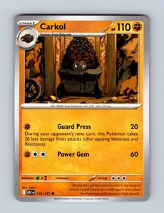 carkol pokemon card value Coalossal, Carkol, Rolycoly - 107/192 this Pokemon takes 20 less damage from attacks (after applying Weakness and Resistance). Carkol 79/163 Reverse Holo Rare