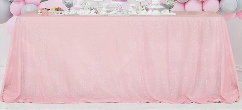 BLUSH , PALE PINK BANQUET SEQUIN TABLECLOTH 90" x 156"