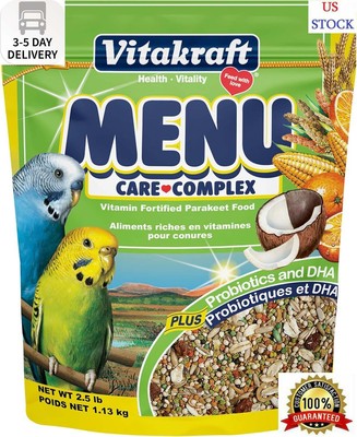 Vitakraft Menu Premium Parakeet Food - Vitamin-Fortified - Daily Pet Bird Food,