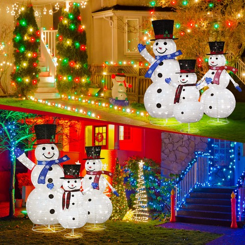 3Pcs Christmas Snowman Light LED 3D Xmas Outdoor Home Yard Decoration Holiday - Picture 6 of 12