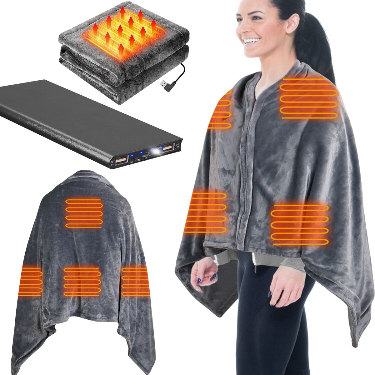 Heated Shawl Wraps For Women,Portable USB Battery-powered Electric