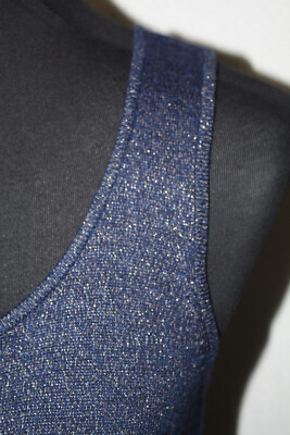 Chico's Sz 1 Navy Blue Metallic Sparkle Sleeveless Tank Top | eBay