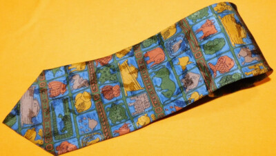 EAGLES WINGS BLUE/YELLOW/ORANGE NOAH'S ARK MOTIF TIE - NWT - DESIGNER TIES.