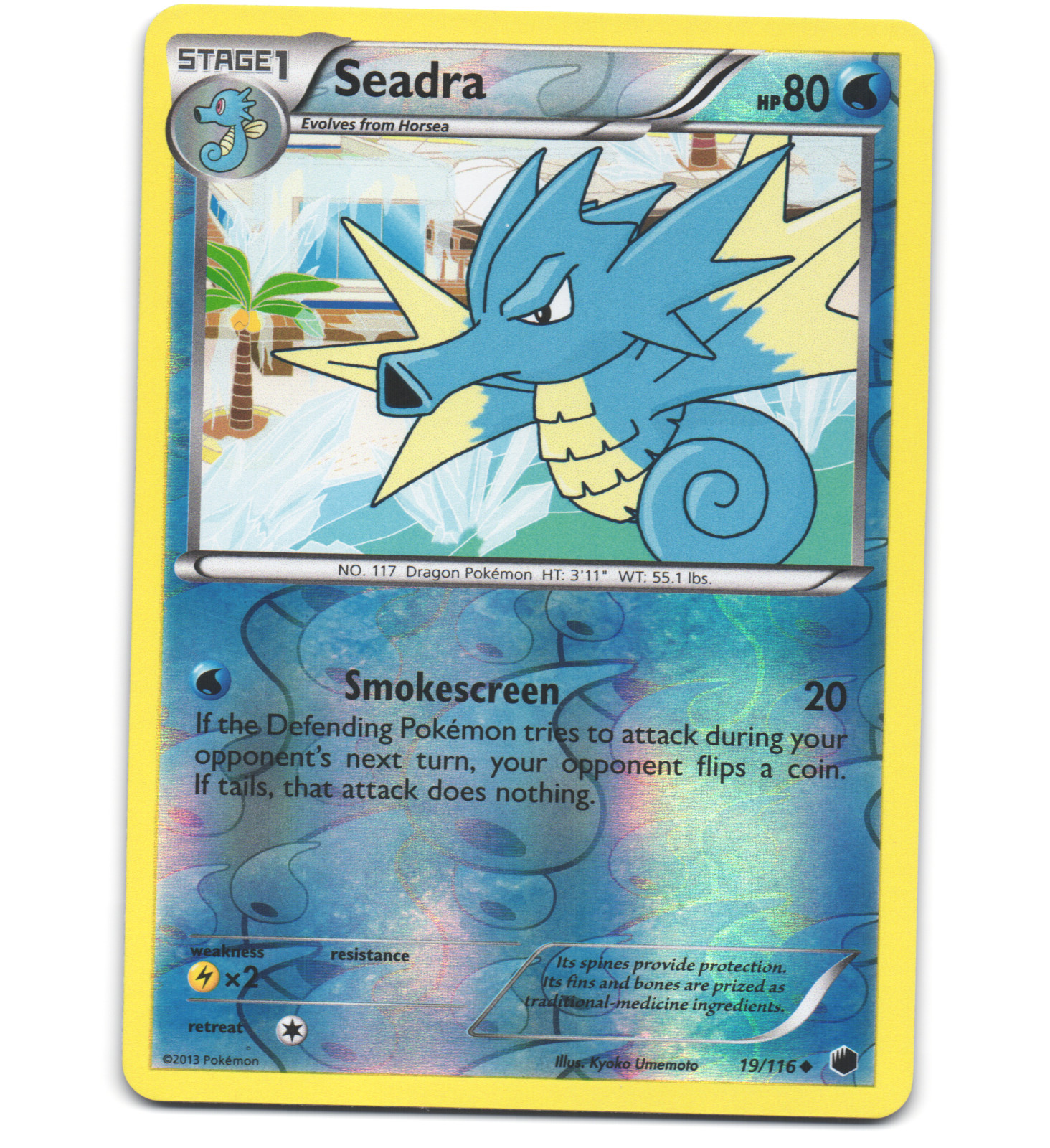 Pokemon 2013 Near Mint NM Seadra 19/116 Plasma Freeze REVERSE Card