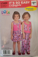 Simplicity 1400 Pattern Girls Dora the Explorer Top Pants Shorts 3 4 5 6 8 Uncut