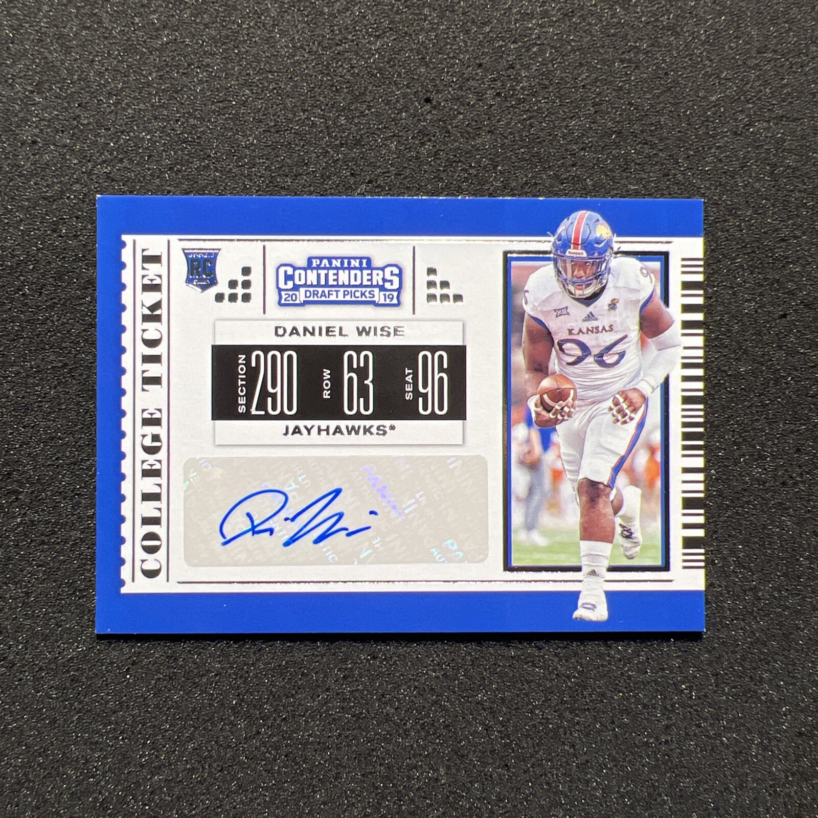 2019 Panini Contenders DANIEL WISE #210 College Ticket ROOKIE AUTO - KANSAS 