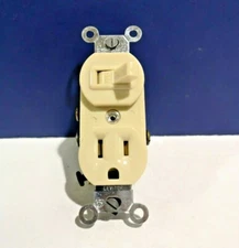 TOGGLE SWITCH & RECEPTACLE Combination IVORY Single Pole NEW Leviton 5219-I