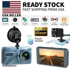 Touch Screen Dash Cam 4" 1080P Dual Lens Car DVR Recorder Front And Rear Camera