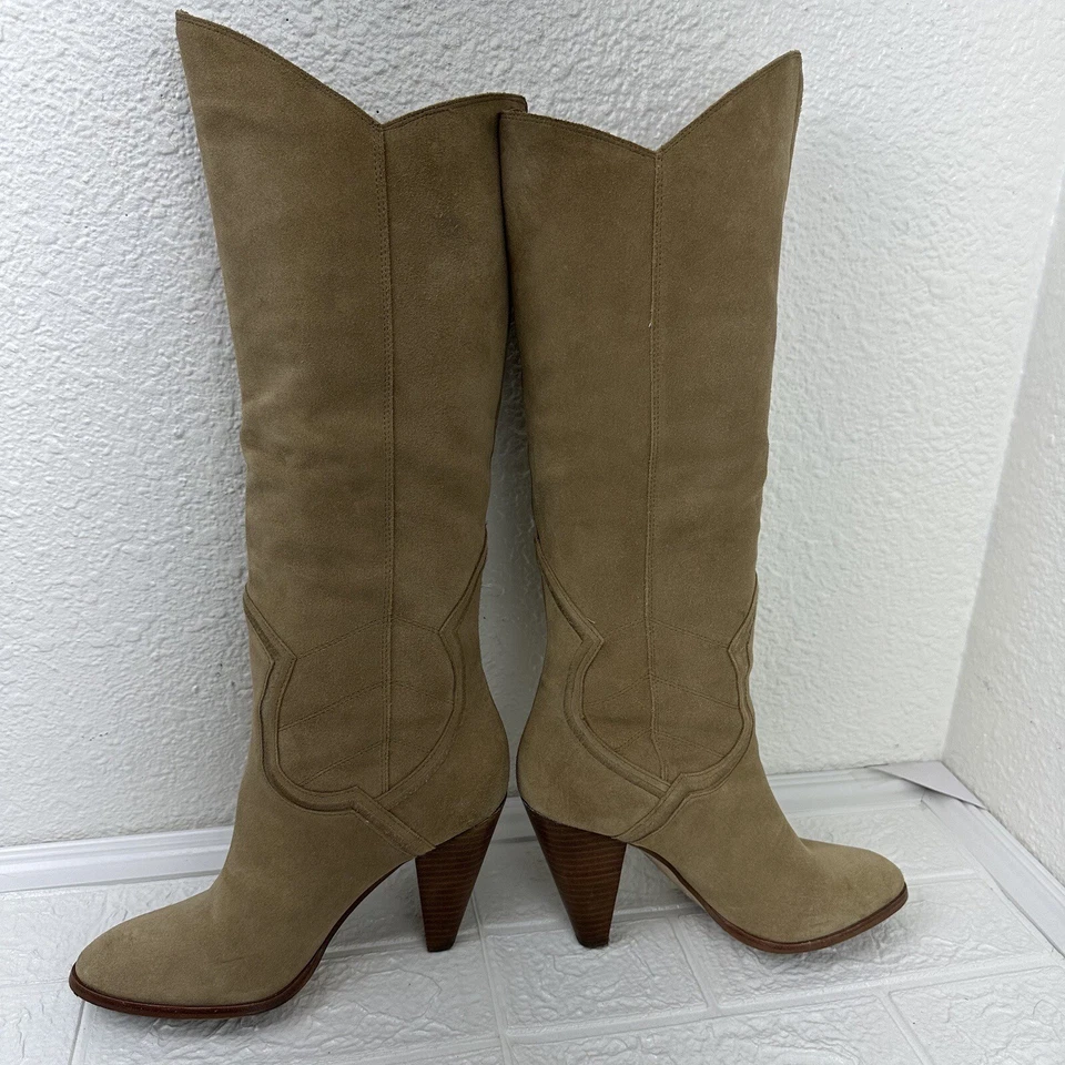 ALDO Norerwen Western Leather Suede Tall boots Beige Size 8.5 Cowgirl Boho - Image 3 of 4